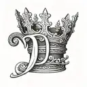 letter d with crown simplistic black and white tattoo design idea