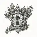 letter d with crown simplistic black and white tattoo design idea