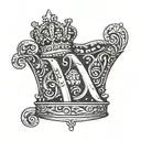 letter d with crown simplistic black and white tattoo design idea