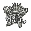 letter d with crown tattoo design idea
