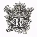 letter d with crown tattoo design idea