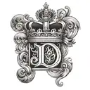 letter d with crown tattoo design idea