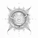 A celestial scene featuring a crescent moon surrounded by three shining stars tattoo design idea