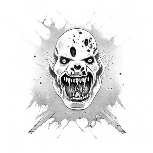 zombie sticking out a long tongue tattoo design idea