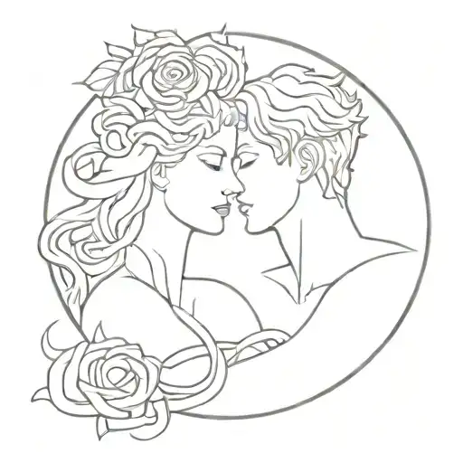 hades and persephone symbols intertwined representing tattoo design idea