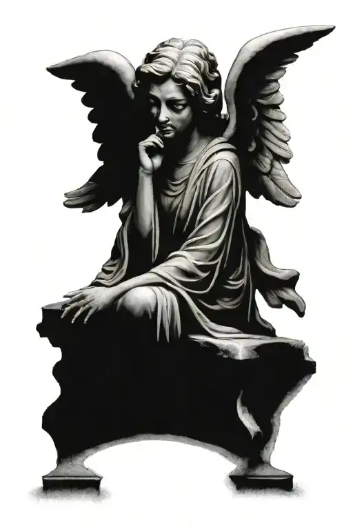 weeping angel on a gravestone tattoo design idea