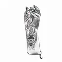 a black and white drawing of a man holding a lantern tattoo design idea