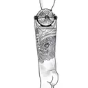 a black and white drawing of a man holding a lantern tattoo design idea