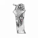 a black and white drawing of a man holding a lantern tattoo design idea