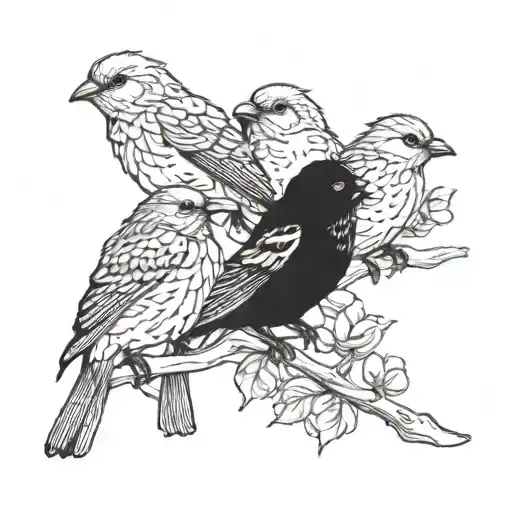 3 little birds perched tattoo design idea