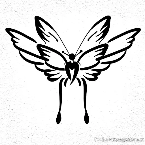 angel with butterfly wings reaching for star tattoo design idea