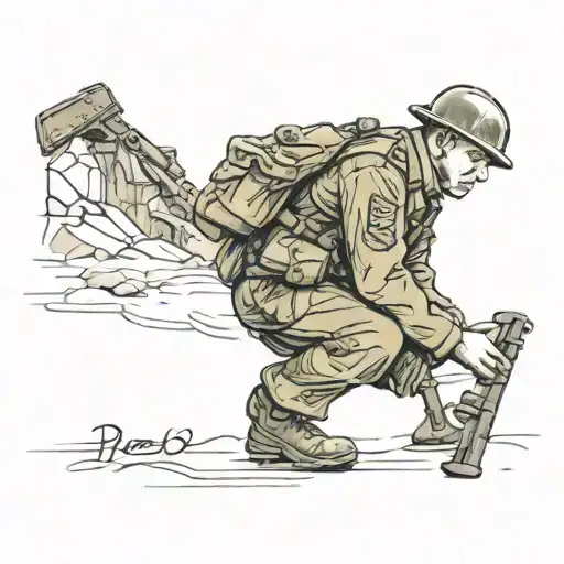 polish world war 2 soldier kneeling tattoo design idea