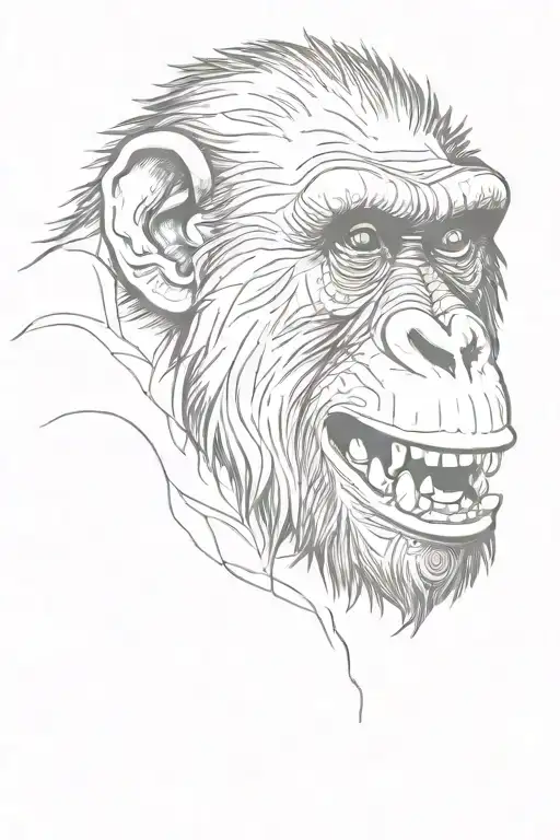 chimpanzee screaming tattoo design idea