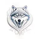 wolf eagle snake flames tattoo design idea