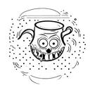 A minimalist tattoo of a beer mug with a monster face on it tattoo design idea