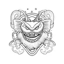 A minimalist tattoo of a beer mug with a monster face on it tattoo design idea