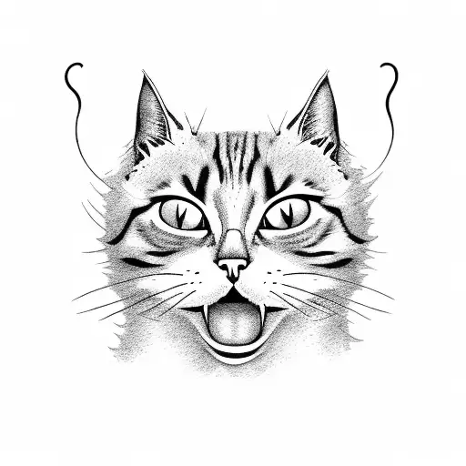 evil cat  tattoo design idea