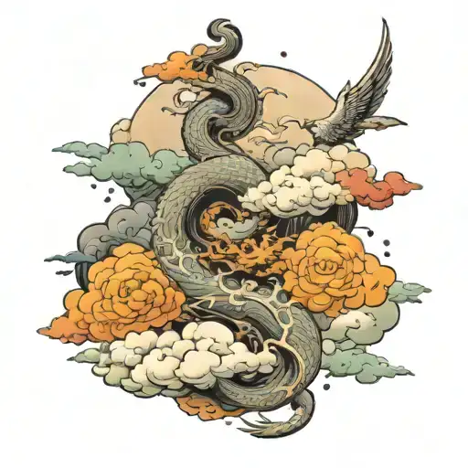 clouds heaven vs hell tattoo design idea