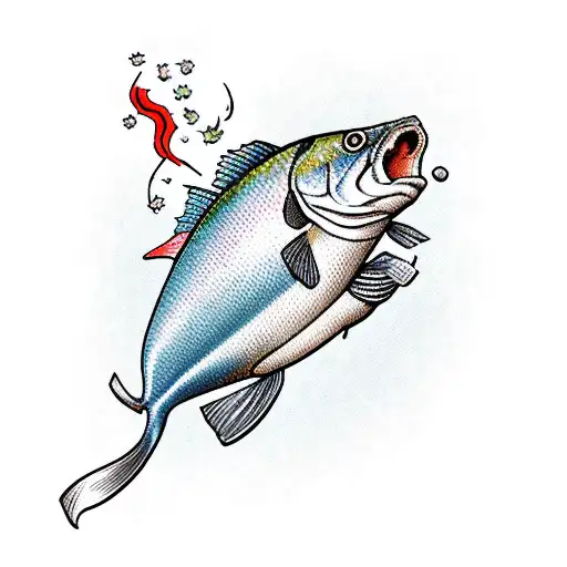 whole fish smoking a cigar, Canadian theme tattoo design idea