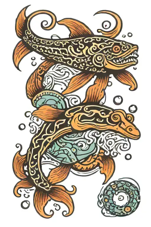 sea creatures tattoo design idea