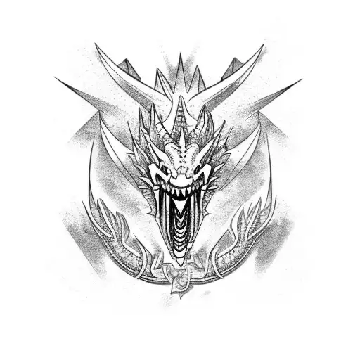 dragón y lirio blanco  tattoo design idea
