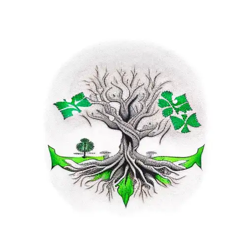 irish adoption third eye tree roots tattoo design idea