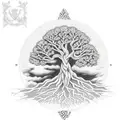 irish adoption third eye tree roots tattoo design idea