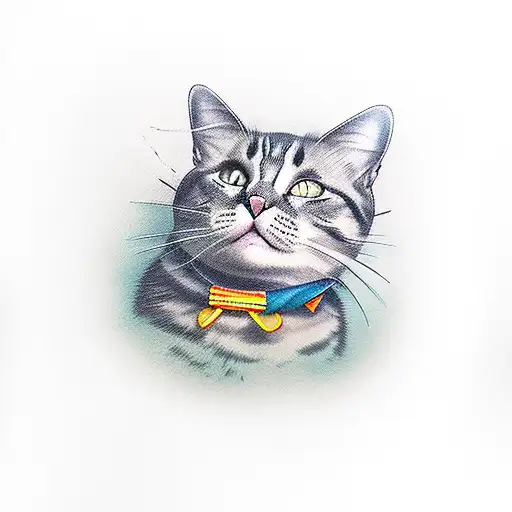 Cat in BDSM suite tattoo design idea