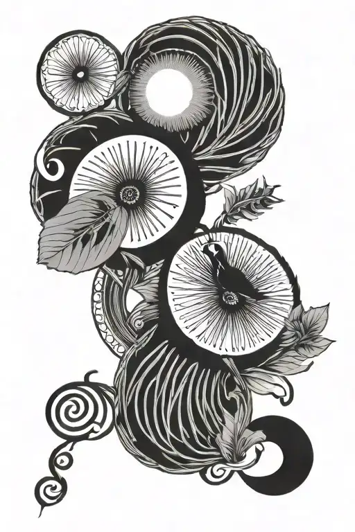 Kiwi bird yin yang symbol made tattoo design idea