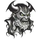 demon crying with cross incorporated tattoo design idea
