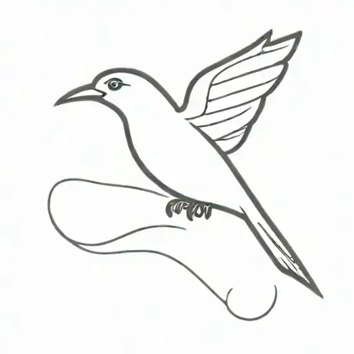 very simple bird in flight tattoo with H shape outline tattoo design idea