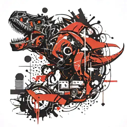 tech dino tattoo design idea