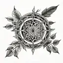 dharma wheel bohdi tree intertwined tattoo design idea