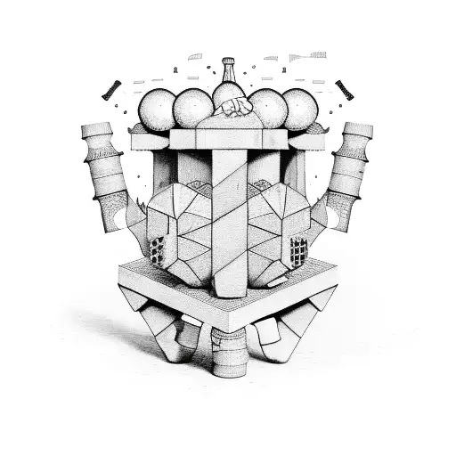 trojan horse with beer and ball tattoo design idea