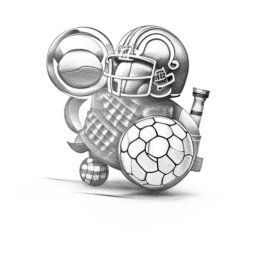 trojan horse with football ball and beer  tattoo design idea