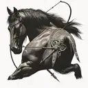 A horse with a bow and arrow weapon sleeping tattoo design idea