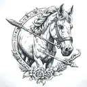 A horse with a bow and arrow pointing tattoo design idea