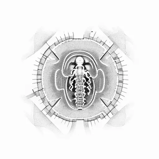 A dotwork tattoo of a CT scan slice revealing a hidden message or symbol related to the client's passion for radiology and biomedical engineering tattoo design idea