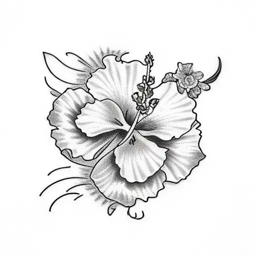 floral. hibiscus. feminine. feminist. black and white. realism tattoo design idea