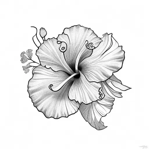floral. hibiscus. feminine. feminist. black and white. realism tattoo design idea