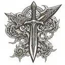 skyrim iron dagger, no background tattoo design idea