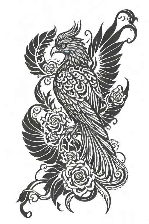 phoenix gothic tattoo design idea