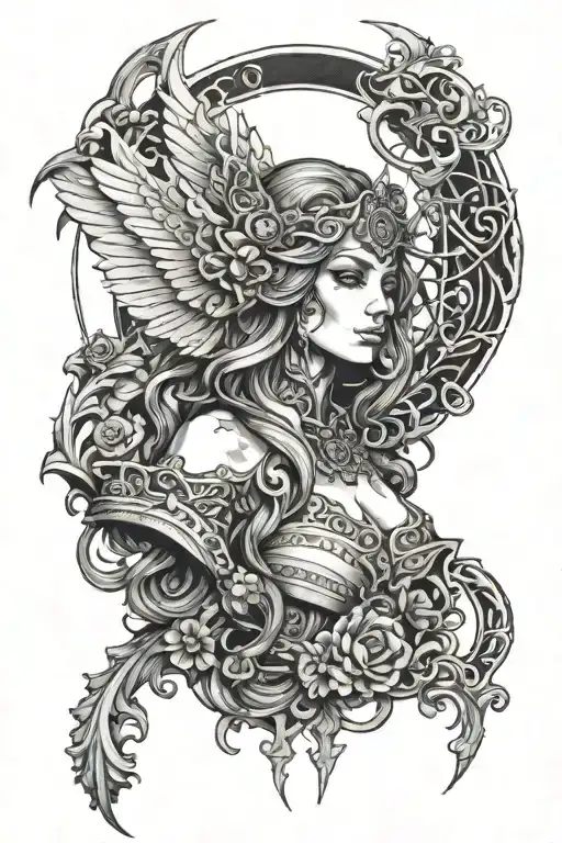 Malenia of elden ring atacking tattoo design idea