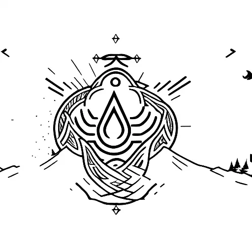 dominant alpha male symbol in Mountain with BDSM symbol tattoo design idea