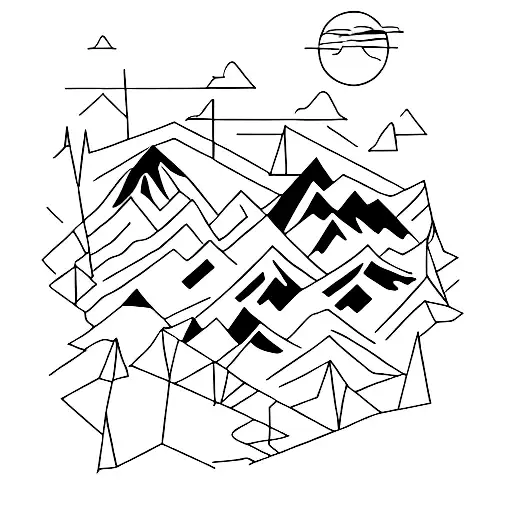 Mountain range with subtle BDSM elements tattoo design idea