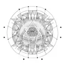 triangle with holy eye inside surrounded with dots tattoo design idea