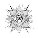 triangle with holy eye inside surrounded with dots tattoo design idea