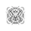 triangles with circle forming infinity sign abstract tattoo design idea