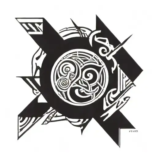 neo tribal cyber sigilism tattoo design idea