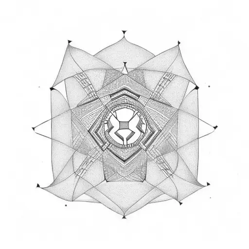 A geometric design incorporating the number 29 and a soccer field, with musical symbols hidden within the pattern tattoo design idea